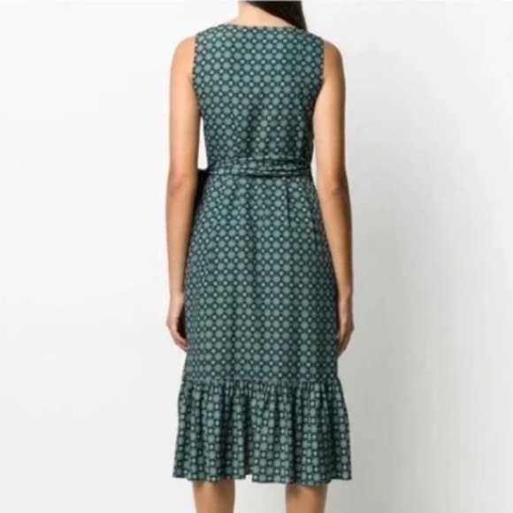 Tory Burch Green Blue and Black Batik Ruffle Wrap Dress size 6 - Picture 3 of 3